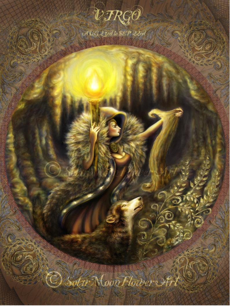 Limited Edition Beautiful Original Art Virgo Goddess A3 Poster print.