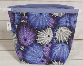 Sock Sack - Sea Urchins - Knitting Project Bag for 2 At A Time, Fair Isle, Colorwork