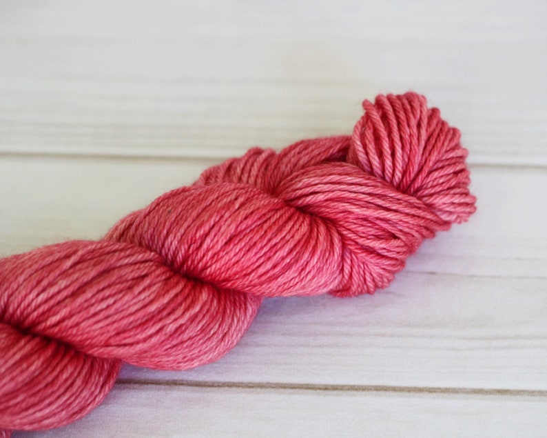 Hand Dyed Yarn Rhubarb Luxury Worsted image 1