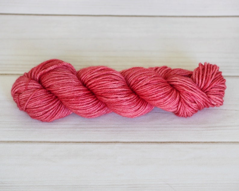 Hand Dyed Yarn Rhubarb Luxury Worsted image 2