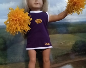 Cheerleading outfit for American Girl Size Doll and a young LSU Tigers fan.   A259