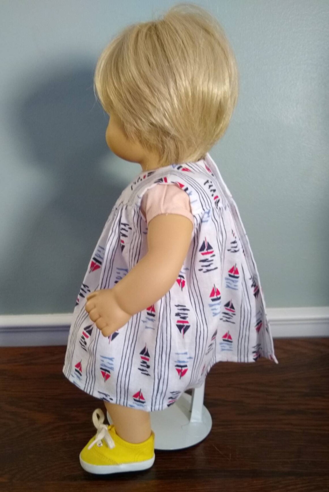 Sailboat Print dress for Bitty Baby Size Doll. B246 Etsy