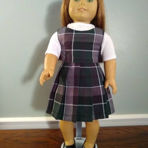 Green and Brown Plaid School Uniform for American Girl Size Doll.   A513