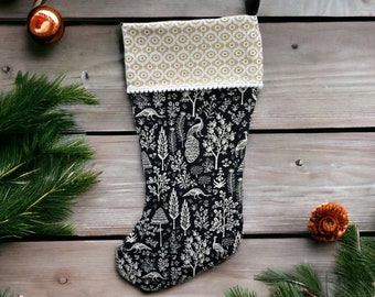 Rifle Paper Co Camont Menagerie Silhouette in Black Fabric Christmas Stocking