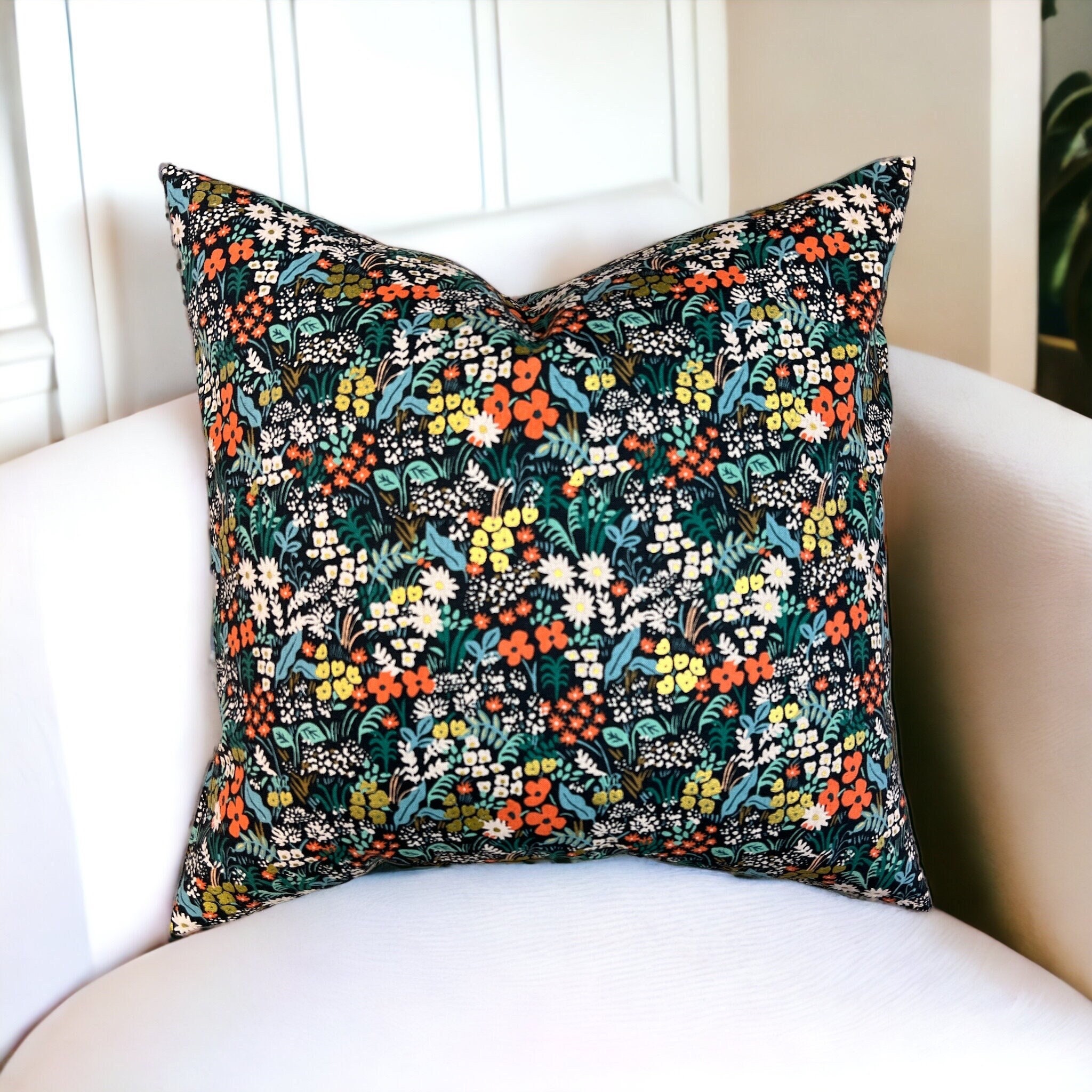 Rifle Paper Co Bon Voyage Meadow in Black Fabric Pillow Cover - Etsy