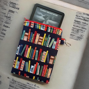 Kindle - Rifle Paper Co Navy Book Club Fabric sleeve for the BASIC  8, 10, 11 and Kindle Paperwhite, Pouch, E-reader, Case, Cover, Zip close