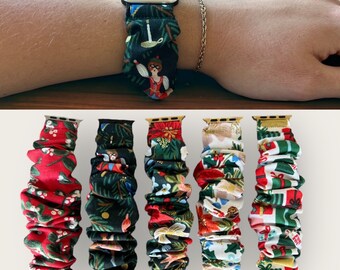 Rifle Paper Co Fabric Holiday Scrunchie Watchband for Apple Watches