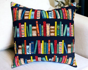 Rifle Paper Co BOOK CLUB in Navy Canvas Fabric Pillow Cover