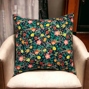 Rifle Paper Co Poppy Fields Black Fabric Pillow Cover