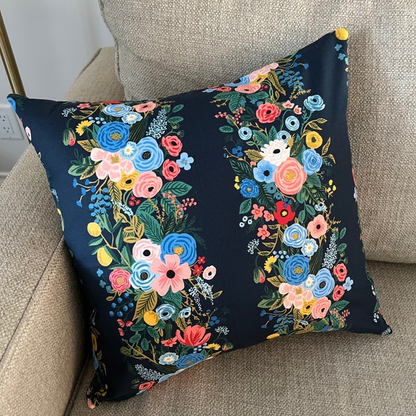 Rifle Paper Co Wildwood in Navy Fabric Pillow Covers