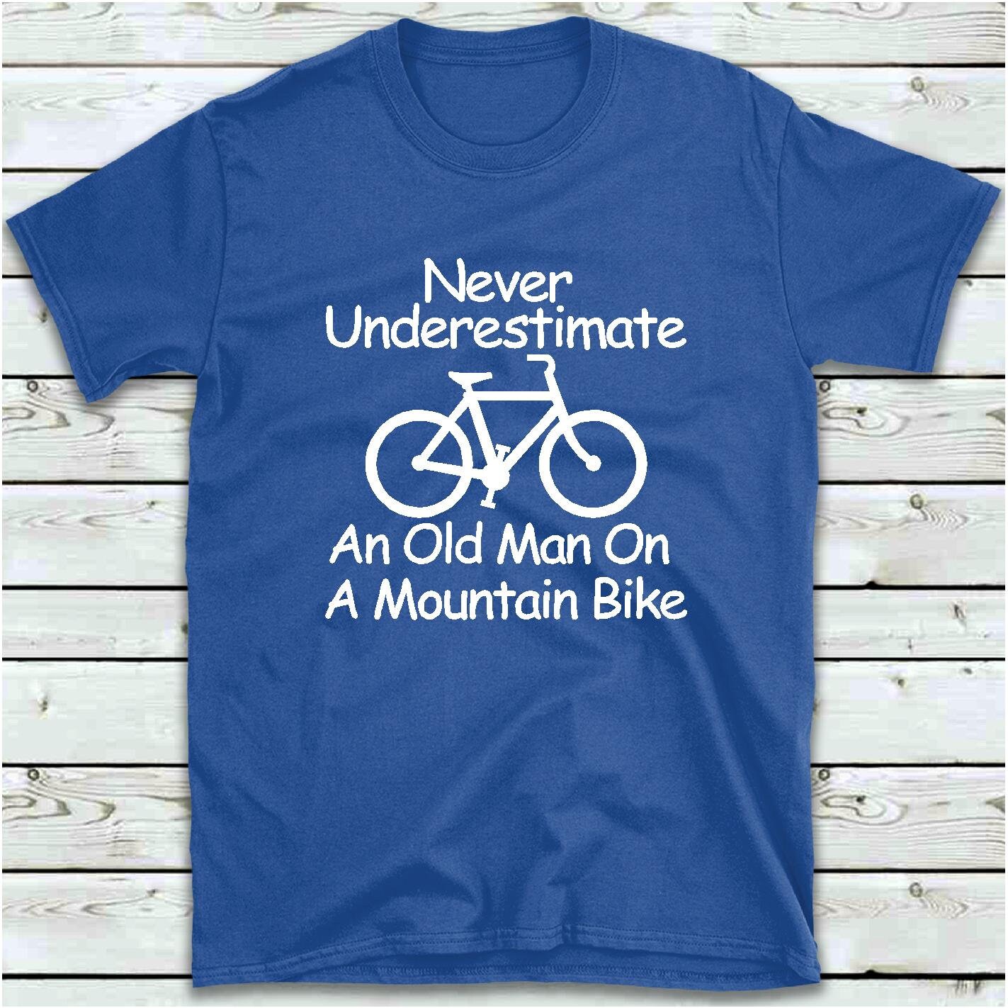 t shirt never underestimate an old man with a bicycle
