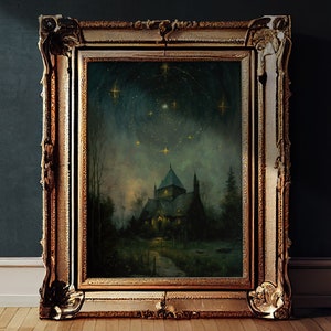 Starry Cabin Academia Wall Art / Downloadable Art Print / Dark Cottagecore / Dark Academia Decor / Oddities and Curiosities