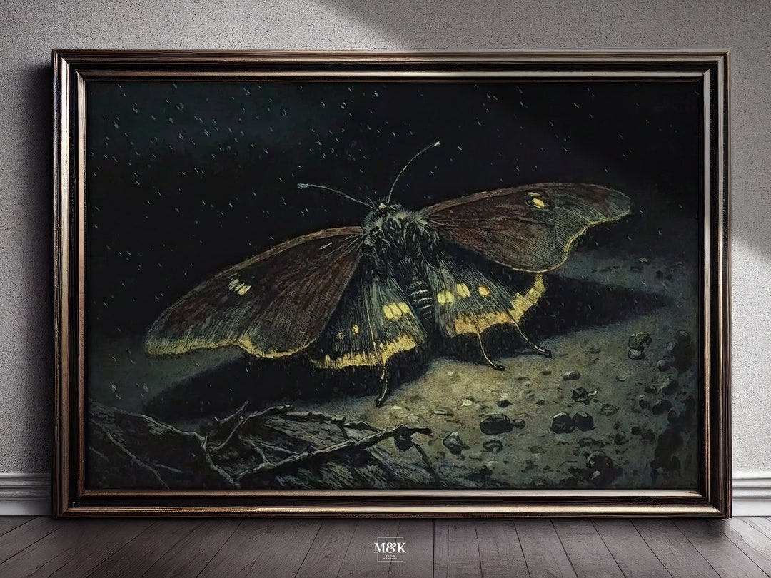 Dark Moth Print / Dark Academia Wall Art / Downloadable Art Print - Etsy