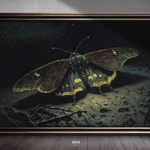 Dark Moth Print / Dark Academia Wall Art / Downloadable Art Print