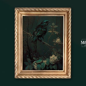 Dark Bird Print / Dark Academia Wall Art / Downloadable Art Print