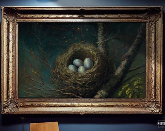 Light Academia Wall Art Cottagecore Decor Digital Download Wall Print Gift Idea Bird Nest Painting Cottagecore Nursery Wall Art Easter Print