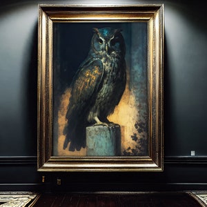 Owl Print / Dark Academia Wall Art / Downloadable Art Print / Dark Cottagecore / Dark Academia Decor / Oddities and Curiosities