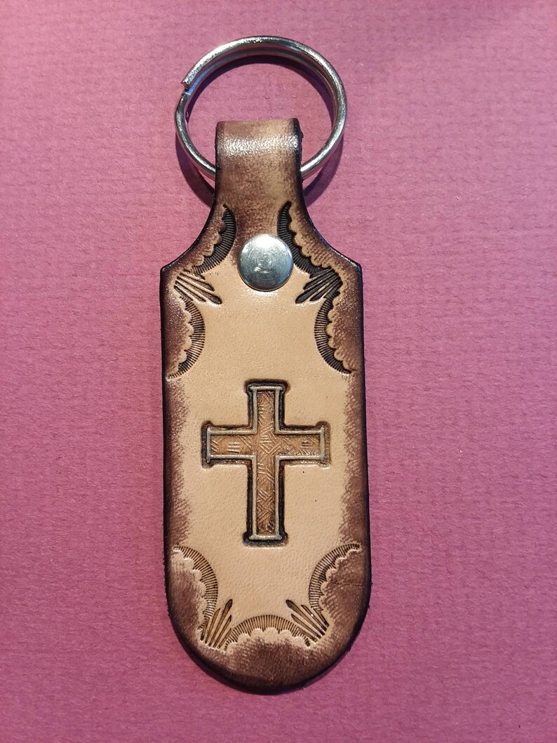 Christian Cross Leather Key Fob / Keychain Etsy