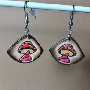 Mushroom Leather Earrings