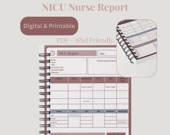 NICU Report Sheet, NICU Brain, Baby Nurse Report, Neugeborenen-Intensivpflege, Intensivpflege (Printable & Digital PDF Excel Google Sheets, iPad)