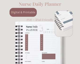 Täglicher Schichtplaner für Krankenschwestern, bearbeitbare Vorlage, Aufgabenliste für einzelne Patienten, Aufgabenliste, Pflegefließschema, RN, EP, (Digitaler Download, PDF, Canva)