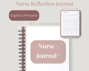 Krankenschwester Journal bearbeitbar, Krankenpflege Schüler Journal, Shift Reflection & Dankbarkeit Journal, RN PN Self Care Aesthetic Planner (PDF-Download)