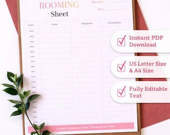 Patient Rooming Sheet Vorlage | Bearbeitbares medizinisches Intake-Formular, Krankenschwester-Arbeitsablauf-Tracker | Druckbare PDF, für Klinik & Büro, digitaler Download