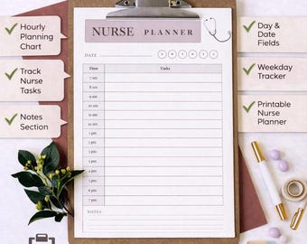 Krankenschwester Aufgabenplaner Printable | Krankenschwester Schichtplaner | Pflege Tagebuch | Nurse Brain Sheet | Krankenpflege-Studenten-Planer | Sofort Download