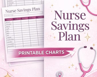 Krankenschwester Sparplan Printable | Monatlicher Budget Tracker für Krankenschwestern, RN, Haushaltsplaner PDF, Sparziel-Arbeitsblatt, Krankenpflege-Studentenbudget