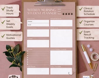 Pflegeschüler-Planer Wöchentliche Vorlage, RN EP Schüler Krankenschwester Wöchentlicher Aufgabenplaner, Pflegeschule (Digitaler Download, iPad, PDF, Canva)
