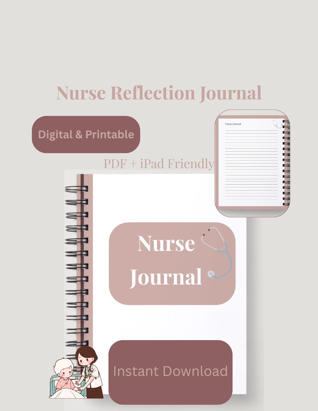 Nurse Journal Editable, Nursing Student Journal, Shift Reflection & Gratitude Journal, RN NP ...