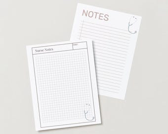 Druckbare Krankenschwester Notizen, bearbeitbare Vorlage (Digitaler Download, PDF, Canva Vorlage)