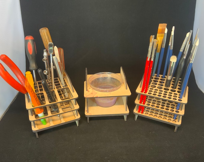 Craft Tool & Paint Brush Rack with Cup Holder