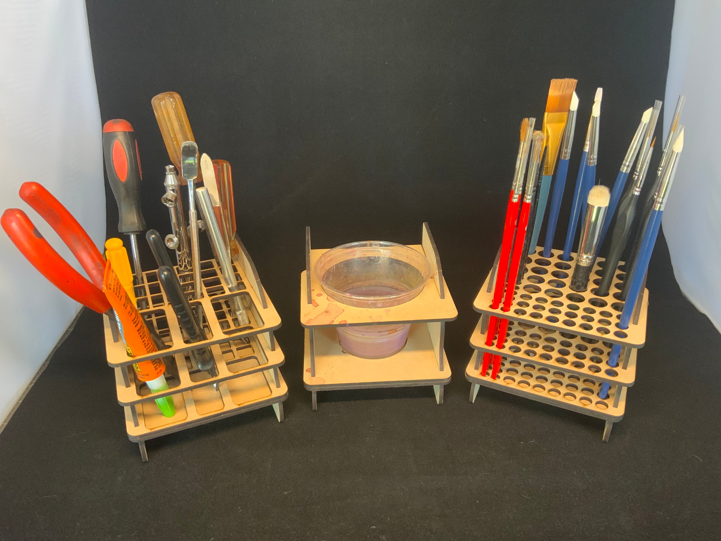 Paint Brush Rack Small Crafting Organization Tabletop Miniatures 