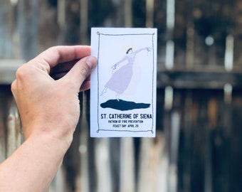 St. Catherine of Siena Printable Saint Card, Digital Holy Card, Catholic Printable Prayer Card, Catholic Digital Art, Modern Holy Cards