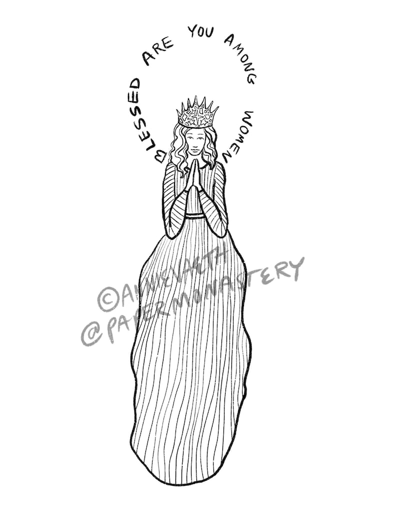 Catholic Coloring Page Hail Mary Printable Catholic Kids | Etsy
