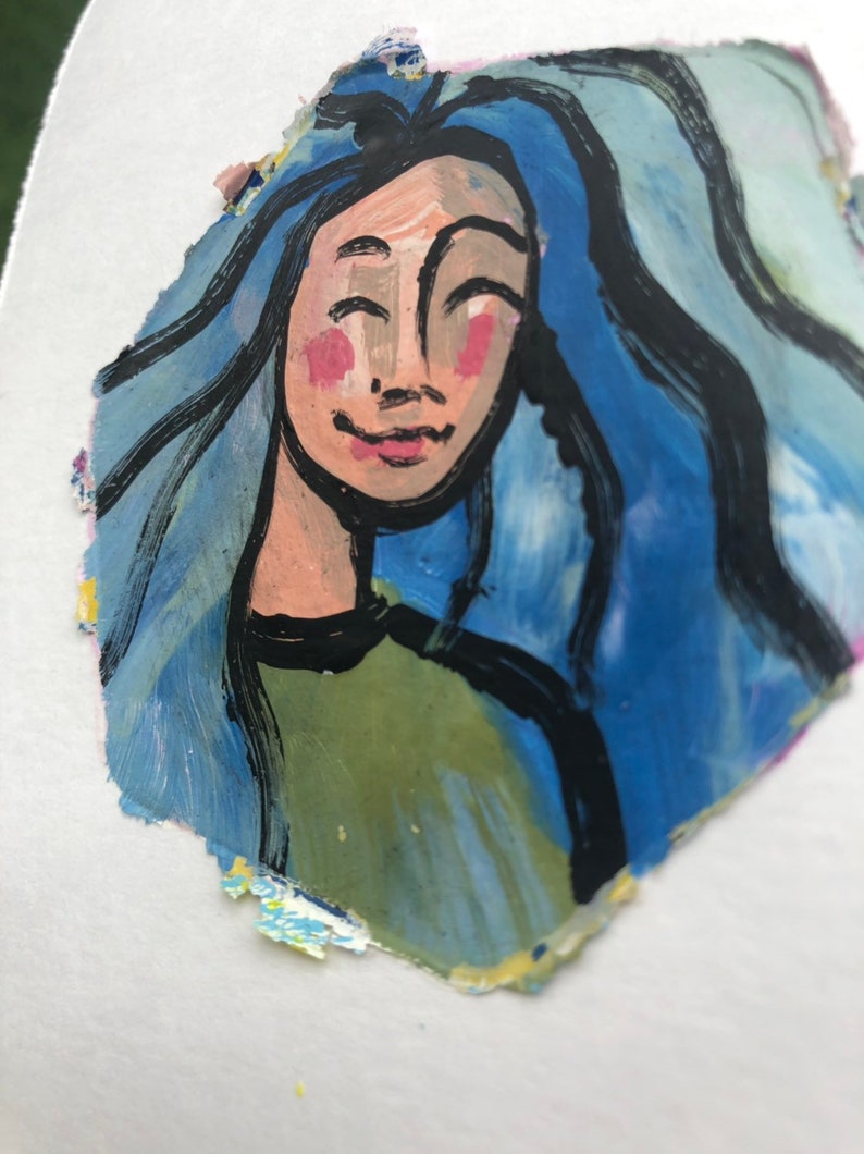 Mini Mary Monotype Virgin Mary Art Original Catholic Art Blessed Mother Painting,