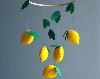 Lemon baby mobile Lemon nursery decor Imaginative mobile baby Pink lemonade nursery mobile Tropical nursery Baby crib mobile Tropical mobile