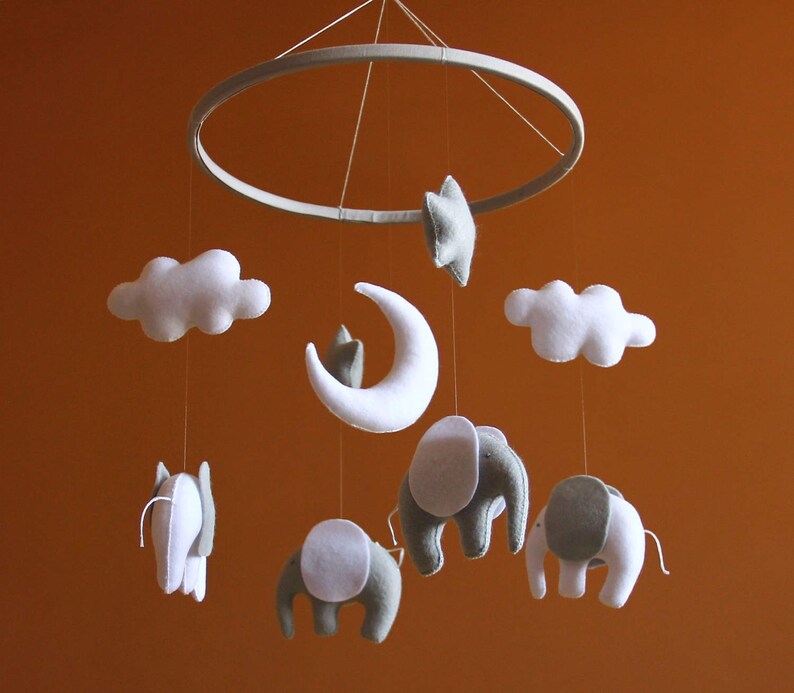 Elephant Nursery Mobile Baby Elephant Mobile Gray Nursery Baby Etsy