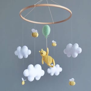 Classic Winnie the Pooh baby mobile for Winnie the Pooh nursery decor or baby shower gift