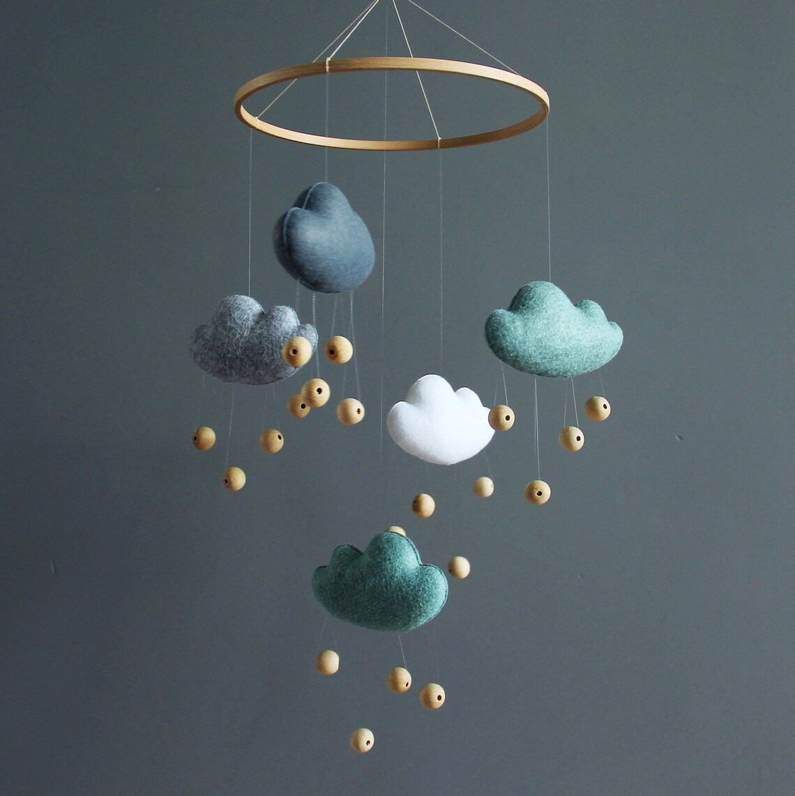 Baby mobile Clouds nursery decor Rain nursery mobile Etsy