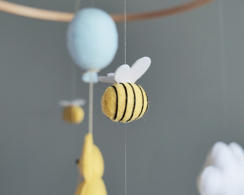 Winnie the Pooh nursery mobile baby Imaginative mobiles Bee nursery decor Winnie the Pooh baby mobile Bee crib mobile Babyshower gift image 2