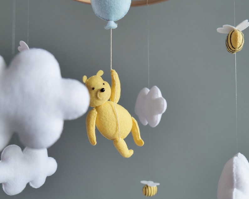 Winnie the Pooh nursery mobile baby Imaginative mobiles Bee nursery decor Winnie the Pooh baby mobile Bee crib mobile Babyshower gift image 5