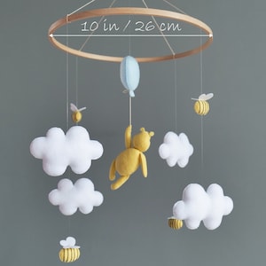 Winnie the Pooh nursery mobile baby Imaginative mobiles Bee nursery decor Winnie the Pooh baby mobile Bee crib mobile Babyshower gift image 3