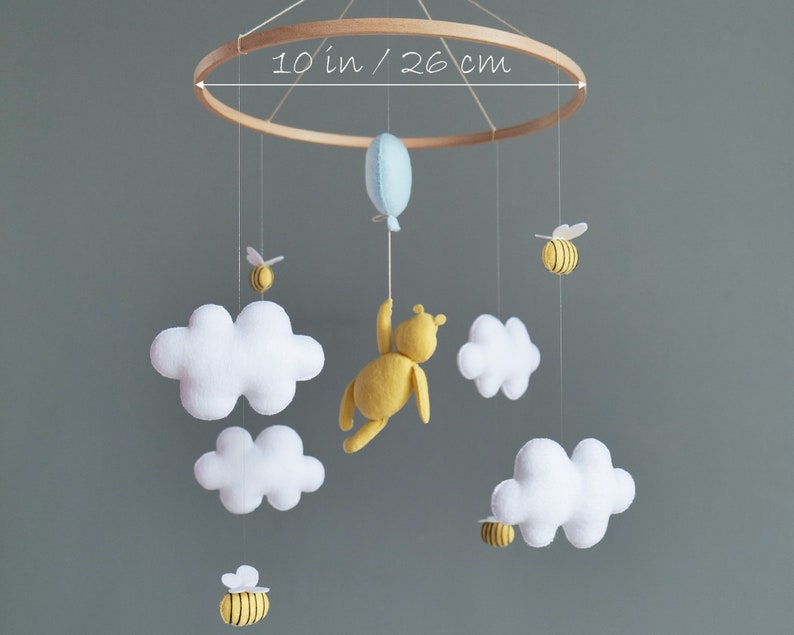 Winnie the Pooh nursery mobile baby Imaginative mobiles Bee nursery decor Winnie the Pooh baby mobile Bee crib mobile Babyshower gift image 3