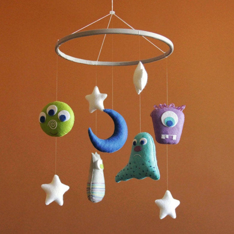 Baby mobile Space nursery mobile Space mobile Monsters nursery Etsy