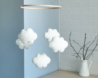 Baby mobile Cloud nursery decor Boucle mobile baby Imaginative mobile