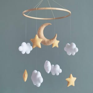 Baby mobile neutral Moon and stars nursery mobile baby Star theme nursery decor Moon sun stars crib mobile Boho nursery Gift for baby