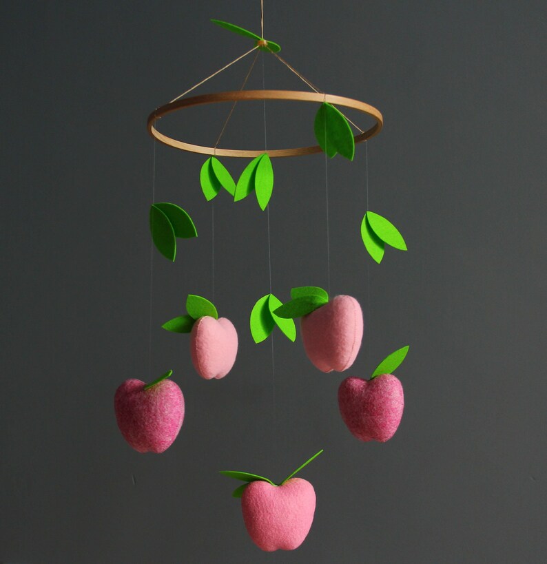 Baby mobile girl Garden nursery decor Baby girl nursery mobile Apples nursery Crib mobile girl Nursery for baby girl Gift for baby girl image 4