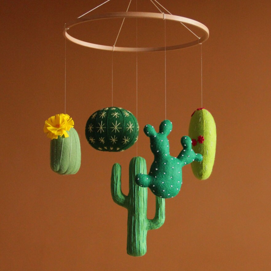 Bébé Mobile Cactus Bébé Pépinière Décor Pouponnière Verte Moderne Bébé Garçon Mobile